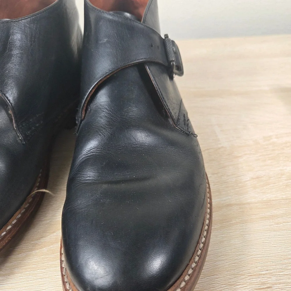 Frye Men's 10D Black Leather Monk Strap Chukka Boots Made in Mexico